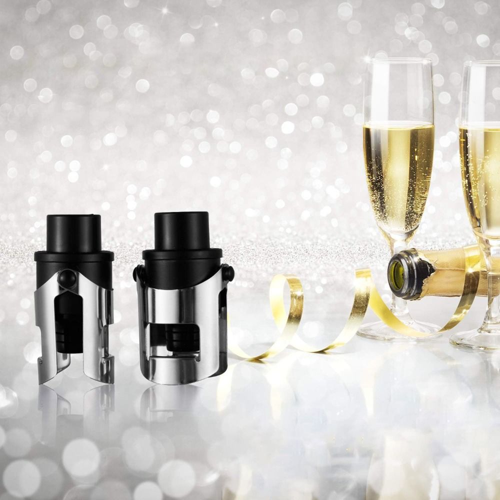 Wine Stopper Vacuum - قطعتان من سدادات الشمبانيا المزودة بمضخة