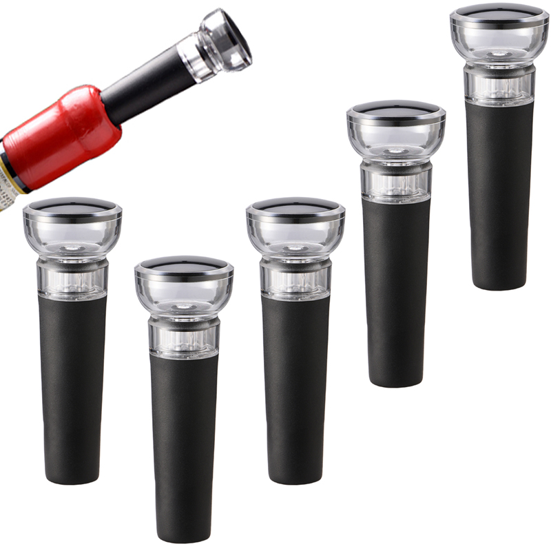 Wine Stopper Vacuum - 5 قطعة الأسود فراغ مضخة قابلة