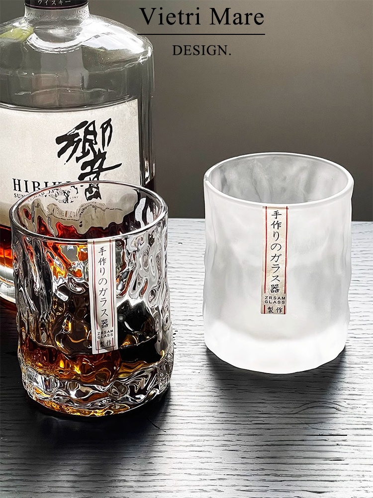 Wine Beer Glass - كوب زجاجي فيتنامي يدوي الصنع بنقش