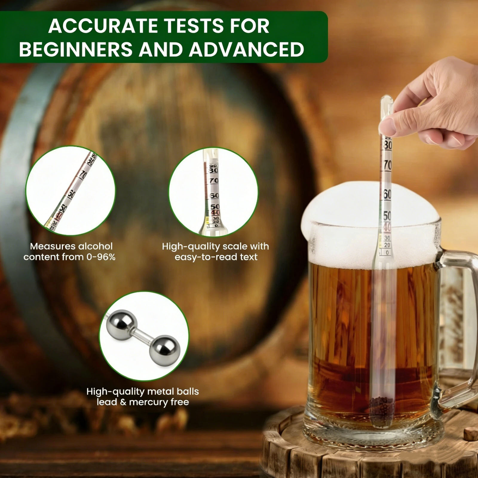 مقياس كثافة الكحول الزجاجي 0-9 - مراجعة Wine Beer And Mead وسعره